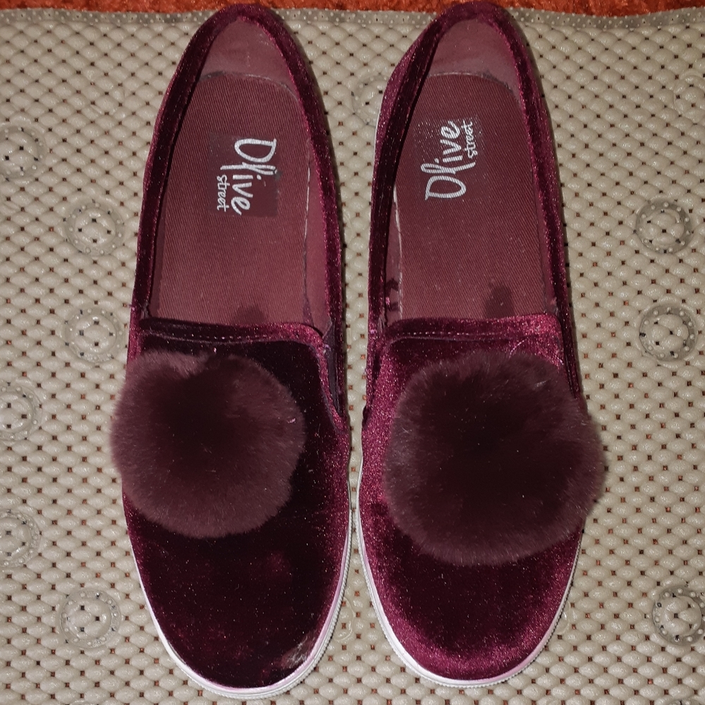 Olive street suede fur shoes(Burgundy color)